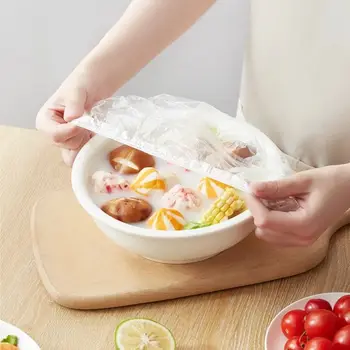 100 Adet Gıda Sarılmak Film Kapak Tek Kullanımlık Ayarlanabilir Elastik Kase Kapağı Buzdolabı Gıda Meyve Koruma Mutfak Malzemeleri