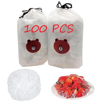 100 Adet Kullanımlık Elastik Gıda saklama Kapakları Tek Kullanımlık Gıda Plastik Sarar Depolama meyve tabağı Kapak Mutfak Taze Tutma Kapağı