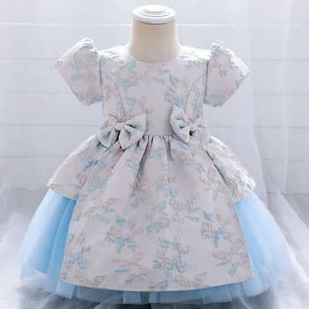 2021 Yaz Bebek Elbise 1st doğum günü elbiseleri Bebek Kız Yenidoğan Yay Parti Elbise Vestidos Toddler Kız Giysileri