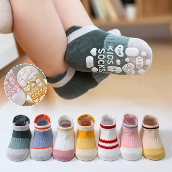 5 Çift/grup kaymaz Kaymaz Ayak Bileği Bebek Çorap Kauçuk Sapları ile Pamuk Çocuk Low-Cut Çorap Erkek Kız Toddler Kat Çorap