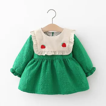 Bahar Yenidoğan Bebek Kız Giysileri Dış Giyim Çilek Fırfır Elbise Kız Bebek Giyim 1 Yıl Bebekler doğum günü elbiseleri Elbise