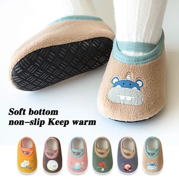 Bebek kaymaz Çorap Sevimli Çocuk Terlik Yenidoğan Sıcak Beşik Kat Ayakkabı için Kauçuk Taban ile 0-24Month Çocuk Erkek bebek ayakkabısı
