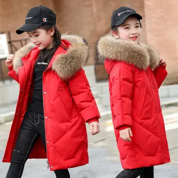 Ceket Kızlar Kapşonlu Sıcak Çocuk Moda Kız Kış Ceket 4 12 14 Yıl Çocuklar Genç Kız Giyim Pamuk Parka Giyim