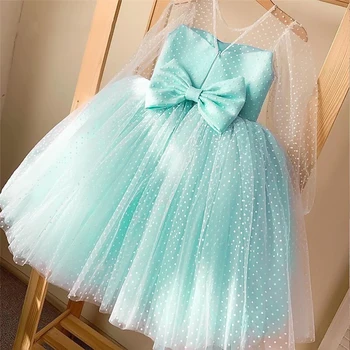 Fantezi Çocuk Kız Elbise Doğum Günü Düğün Parti Prenses Elbise Balo Zarif Elbise Pembe Tül Nokta Elbise Yaz Boyutu 4-10T
