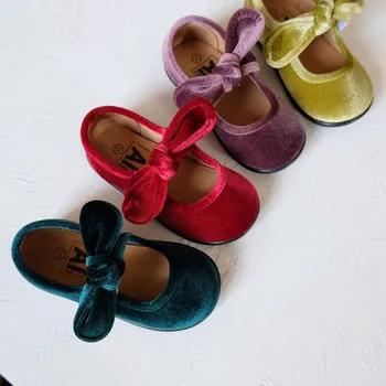 Ilkbahar Sonbahar Yeni Çocuk Kadife Papyon Ayakkabı Deconstructable Bebek Kız Yumuşak Alt rahat ayakkabılar Yürümeye Başlayan Çocuklar kaymaz Daireler
