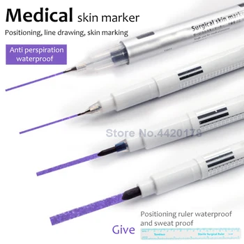 Microblading Konumlandırma kalem Beyaz Cerrahi Kaş Dövme Cilt işaretleyici kalem Aksesuarları dövme işaretleyici kalem İle ölçüm cetveli