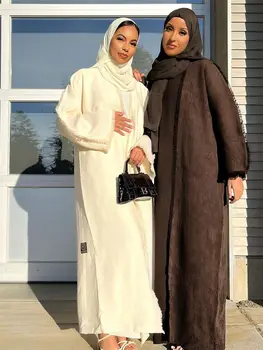 Ramazan Müslüman Kadınlar Abaya Elbise Namaz Kaftan Açık Hırka Arapça Dubai Djellaba Kimono Femme Musulmane Türkiye Kaftan Peçe