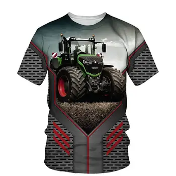 T-shirt 3D Baskı Kamyon traktörler Yaz çocuk Yuvarlak Boyun TShirt Boy Erkek Kız Unisex Moda Gevşek Çocuk Giyim