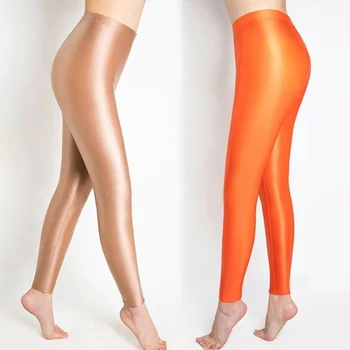 Yaz Parlak İnce Yüksek Bel Dikişsiz Kadınlar Yoga Tayt Artı Boyutu egzersiz pantolonları Spor Pantolon Sıkı Dipleri