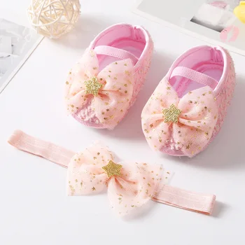 Yenidoğan Bebek saç bandı Seti Bebek Kız Prenses Ayakkabı Güzel Yay Prenses Ayakkabı Beşik Ayakkabı Toddler İlk Yürüyüşe