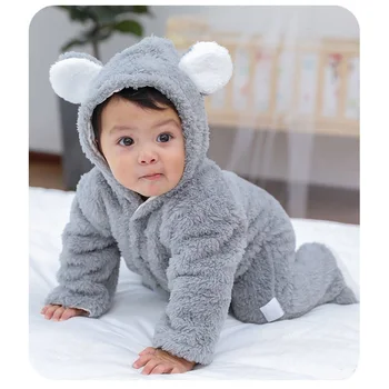 Yenidoğan Bebek Tulum Sonbahar Kış Sıcak Polar Bebek Erkek Hoodes Bebek Kız Giyim Sevimli Hayvan 0-12M Bebek Unisex Tulumlar