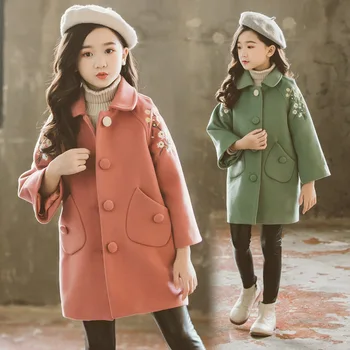 Çocuk Giyim kışlık ceketler Kızlar için Kürk Yün Ceket 2022 Moda İsıtıcı Kalın Uzun Palto Çocuk Giysileri 4 İla 14 yıl