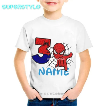 Çocuklar Örümcek Adam 3 4 5 6 7 8 Doğum Günü Erkek Gömlek Doğum Günü Özel Adı T Shirt Çocuk doğum günü hediyesi T-shirt Örümcek Adam Gömlek