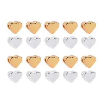 10 Adet/grup Bakır Aşk Kalp Charms Boncuk Takı Yapımı İçin Büyük Delik Kalp şeklinde Bilezik Kolye DIY Gevşek Paspayı Boncuk
