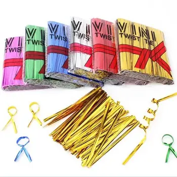 800 ADET Yeni Metalik bükümlü kravatlar Tel Selofan torba paketi Sızdırmazlık Çelik Pişirme Sarma Ligasyon Parti