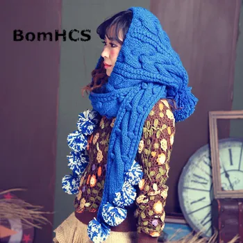 BomHCS Sevimli El Yapımı Kış Sıcak Kalın Örme Şapka Kapaklar Eşarp Bere