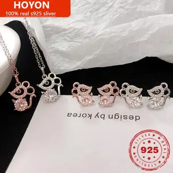 HOYON S925 Ayar Gümüş Zodyak Sıçan Kolye kadınlar İçin Kadın Klavikula Zincir Sıçan Doğum Yılı Basit Küçük Kolye doğum günü hediyesi