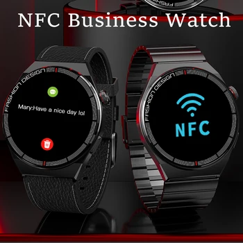 Için Huawei izle NFC İş Bluetooth Çağrı Akıllı izle Erkekler Tam Dokunmatik Ekran Kalp Hızı Kan Basıncı Su Geçirmez Smartwatch