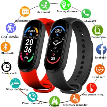 M6 Smartwatch Kalp Hızı Kan Basıncı İzleme akıllı saat Erkekler Kadınlar Spor İzci İzle Su Geçirmez Spor Saatler Bant