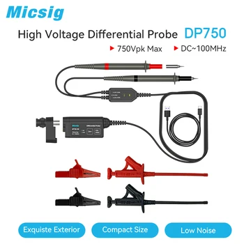 Micsig Osiloskop Yüksek Gerilim Diferansiyel Probu Kiti DP750-100 DC 5V USB powered 100MHz Bant Genişliği Daha Az 3.5 ns Yükselme süresi