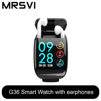 Spor İzle 1.3 inç G36 akıllı saat Bluetooth Kulaklık İle nabız monitörü Akıllı Bileklik Uzun Süre Bekleme Kablosuz Kulaklık