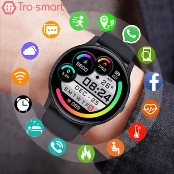 Tam dokunmatik akıllı saat Erkekler Kadınlar Smartwatch Elektronik Akıllı Saat Android IOS İçin Spor İzci Yuvarlak Spor Akıllı izle S32