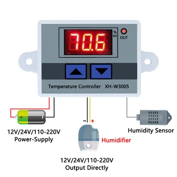 W3005 12V 24V 220V Dijital nem kontrol aleti enstrüman Nem kontrol Anahtarı higrostat Higrometre SHT20 Nem sensörü