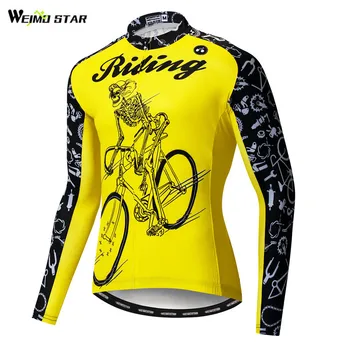 Weimostar Kafatası Bisiklet Jersey Uzun Kollu Sonbahar Dağ Bisikleti Giyim Camisa Ciclismo Hızlı Kuru MTB Bisiklet Jersey Döngüsü Giyim